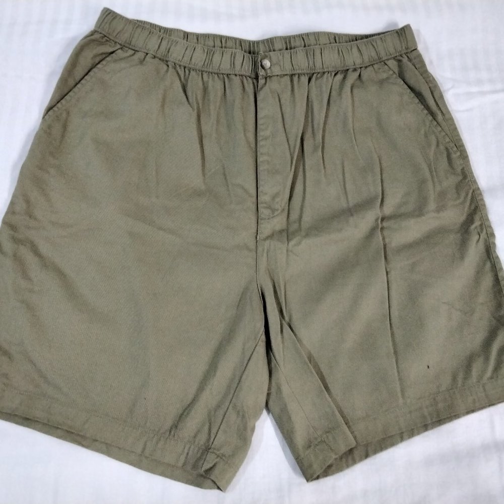 King Size Men Shorts Size XL Big Olive Green Adjustable Waist 4 Pockets 008